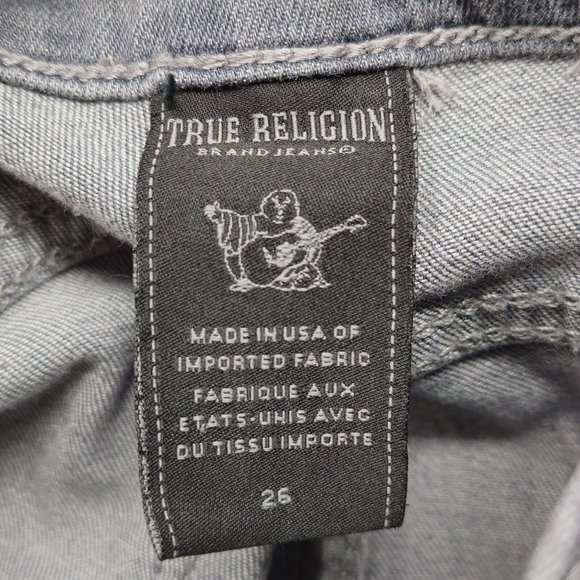 True Religion Abbey Super Skinny in Gray Kewa Cross Tribal Stretch Jeans Size 26 - Picture 7 of 13